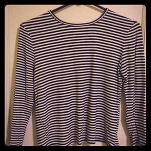 F21 Stripped Slit Back Shirt